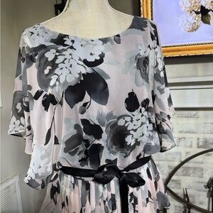 Floral Chiffon Blouse with Belt